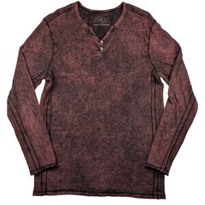 Buckle Black 3 Button Henley Shirt Burnout Long Sleeve Pullover Mens Large